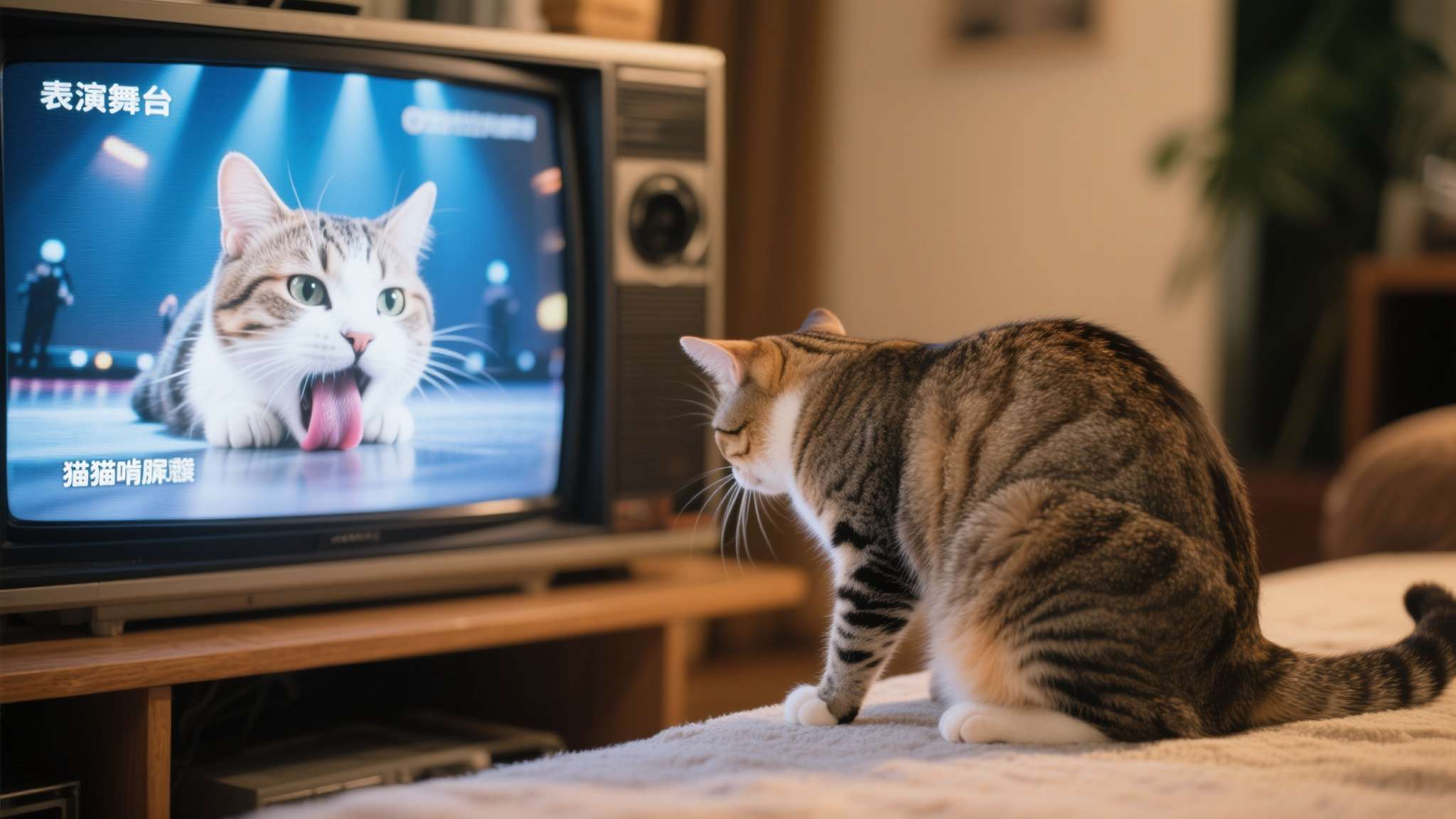 开电视机也能演出涩涩 动图 练得不错 来自猫猫的啃腚